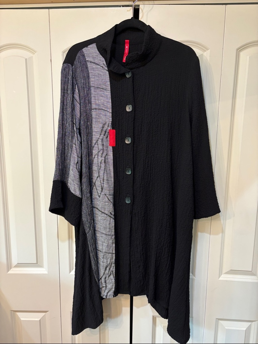 IC Collection black/grey/red rayon blend size XL long jacket